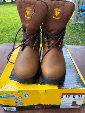 Waterproof Brown Men's Boat-Style Work Boots